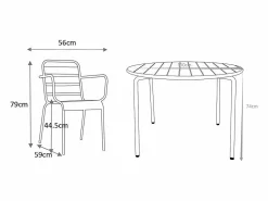 Best Conjunto comedor jardín metal una mesa D.110cm y 4 sillas apilables - - MIRMANDE Comedores De Jardín