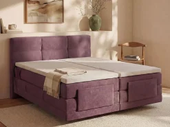Clearance Conjunto completo Boxspring eléctrico 2 x 90 x 200 cm king size Burdeos Tela - LODI de Colección Rouge Passion|Cama Continental Boxspring