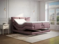Clearance Conjunto completo Boxspring eléctrico 2 x 90 x 200 cm king size Burdeos Tela - LODI de Colección Rouge Passion|Cama Continental Boxspring