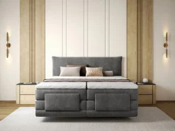 Hot Palacio Conjunto completo Boxspring eléctrico 2 x 80 x 200 cm tamaño queen Antracita Tela - ZANORO de Gris antracita