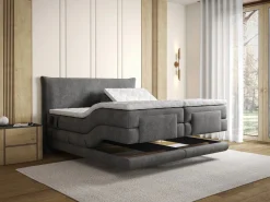 Hot Palacio Conjunto completo Boxspring eléctrico 2 x 80 x 200 cm tamaño queen Antracita Tela - ZANORO de Gris antracita