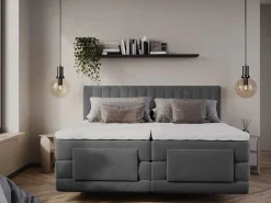 Palacio Conjunto completo Boxspring eléctrico 2 x 90 x 200 cm king size Antracita Tejido - DONISI de
