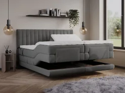 Palacio Conjunto completo Boxspring eléctrico 2 x 90 x 200 cm king size Antracita Tejido - DONISI de