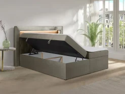 Sale Ysmée Conjunto completo de decoración de dormitorio canapés abatibles - 180 x 200 - Terciopelo - - ORANA Topo