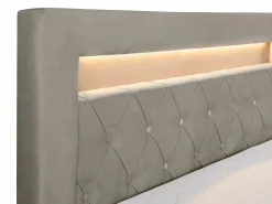 Sale Ysmée Conjunto completo de decoración de dormitorio canapés abatibles - 180 x 200 - Terciopelo - - ORANA Topo