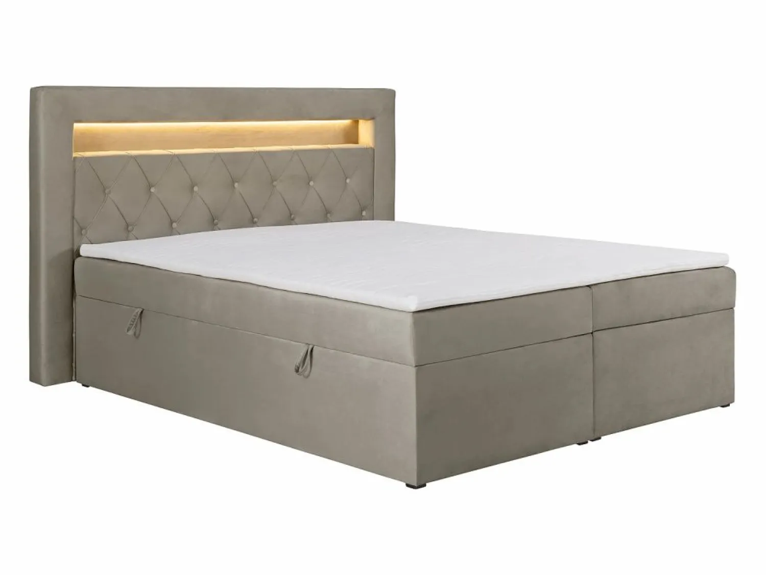 Best Conjunto completo de decoración de dormitorio con canapés abatibles - 160 x 200 - Terciopelo - - ORANA Cama Continental Boxspring