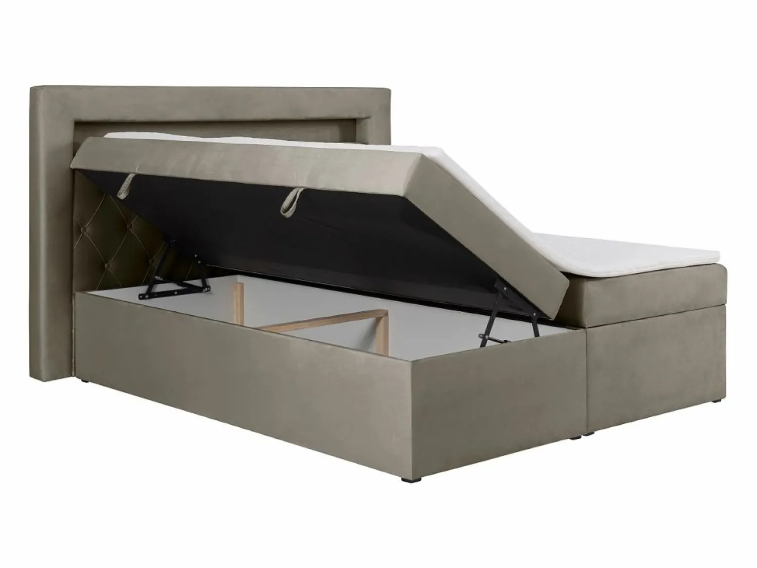 Best Conjunto completo de decoración de dormitorio con canapés abatibles - 160 x 200 - Terciopelo - - ORANA Cama Continental Boxspring