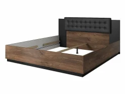 Meublorama Conjunto Completo de Dormitorio FOX – Armario de 200 cm, Cama de 180x200 con somier incluido, Cómoda, Mesitas de noche – Roble oscuro