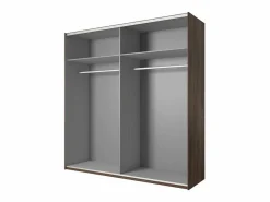 Meublorama Conjunto Completo de Dormitorio FOX – Armario de 200 cm, Cama de 180x200 con somier incluido, Cómoda, Mesitas de noche – Roble oscuro