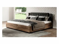 Meublorama Conjunto Completo de Dormitorio FOX – Armario de 200 cm, Cama de 180x200 con somier incluido, Cómoda, Mesitas de noche – Roble oscuro