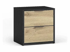 Sale Conjunto completo de dormitorio MELODY – Cama con almacenaje 180x200 + armario + cómoda + mesitas de noche – Grafito negro y roble claro – Colchón no incluido Dormitorio Completo