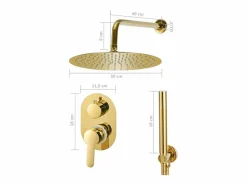 Clearance Helloshop26 Conjunto completo de sistema de ducha con cabezal de ducha de acero inoxidable dorado 02_0003107 Gris