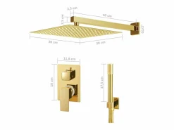 Outlet Helloshop26 Conjunto completo de sistema de ducha con cabezal de ducha de acero inoxidable 02_0003106 Dorado