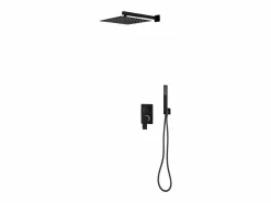 New Helloshop26 Conjunto completo de sistema de ducha con cabezal de ducha de acero inoxidable 02_0003108 Negro