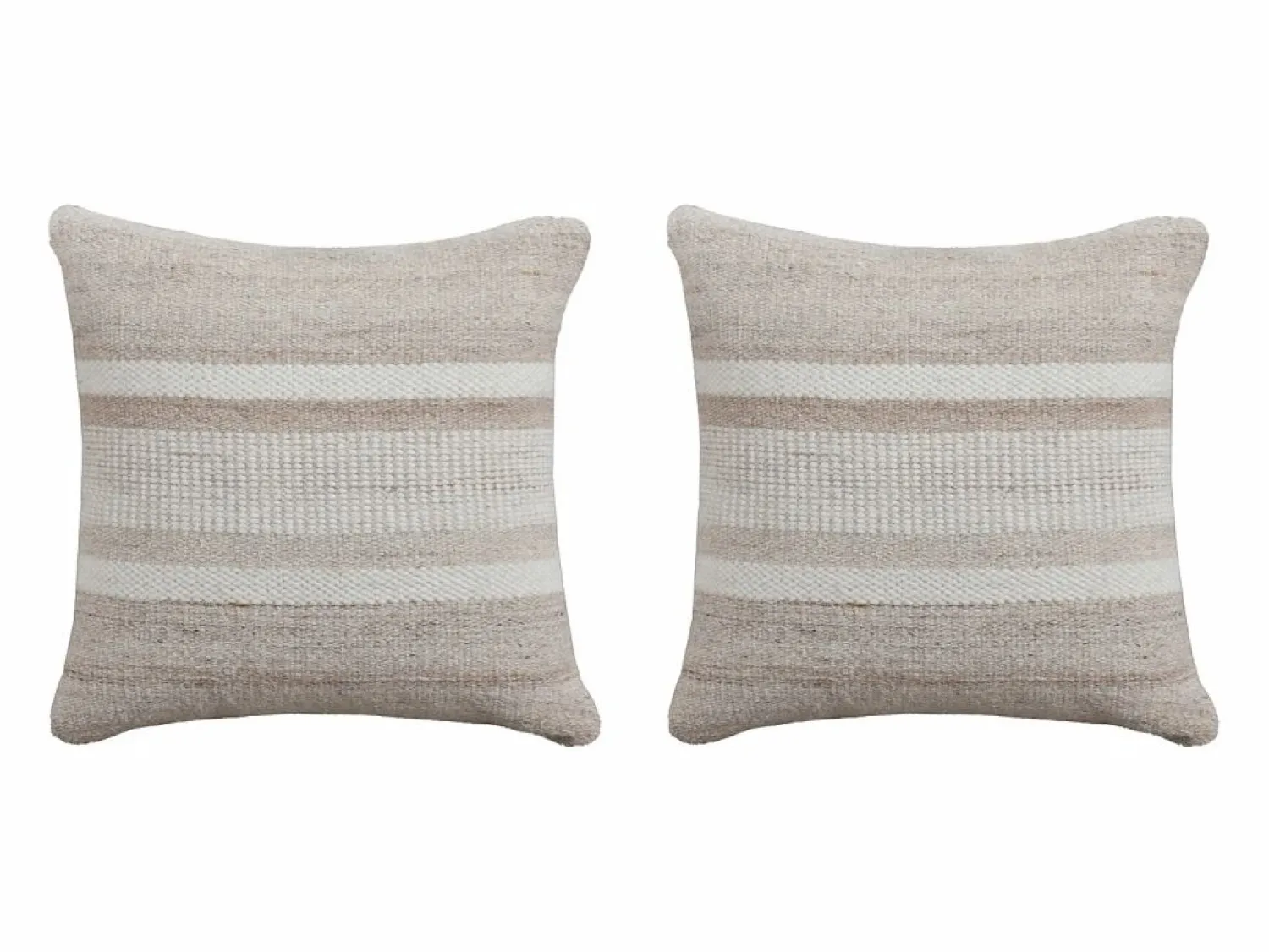 Best Conjunto de 2 cojines 100% lana hechos a mano - 50 x 50 cm - Marfil y beige - EMMA Ropa De Casa
