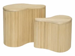 OZAIA Conjunto de 2 mesas auxiliares, cajas , ratán - H. 45 cm - H. 33,5 cm Natural MARSA