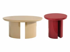 Discount Vente-unique Conjunto de 2 mesas de centro de MDF - y rojo lacado - DERLALI Beige