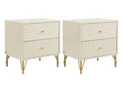 Sale Vente-unique Conjunto de 2 mesitas de noche con 2 cajones en color - LOUREO Beige