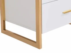 Online Vente-unique Conjunto de 2 mesitas de noche con 2 cajones MDF lacado y dorado - OMBRELIA de Pascal Morabito Blanco