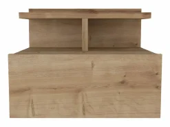 Vente-unique Conjunto de 2 mesitas de noche flotantes con 1 cajón y 1 estante en color natural - AZELNO