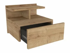 Vente-unique Conjunto de 2 mesitas de noche flotantes con 1 cajón y 1 estante en color natural - AZELNO