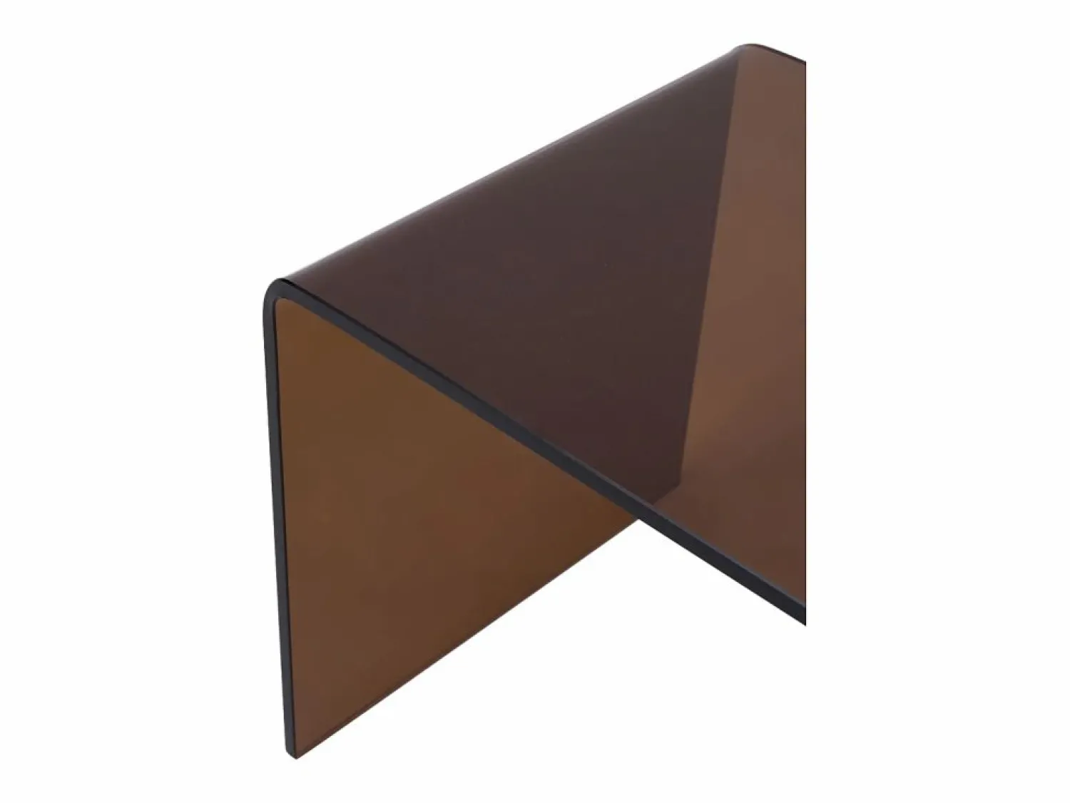 Vente-unique Conjunto de 2 mesitas de noche en vidrio templado curvado en color marrón - SUZANA