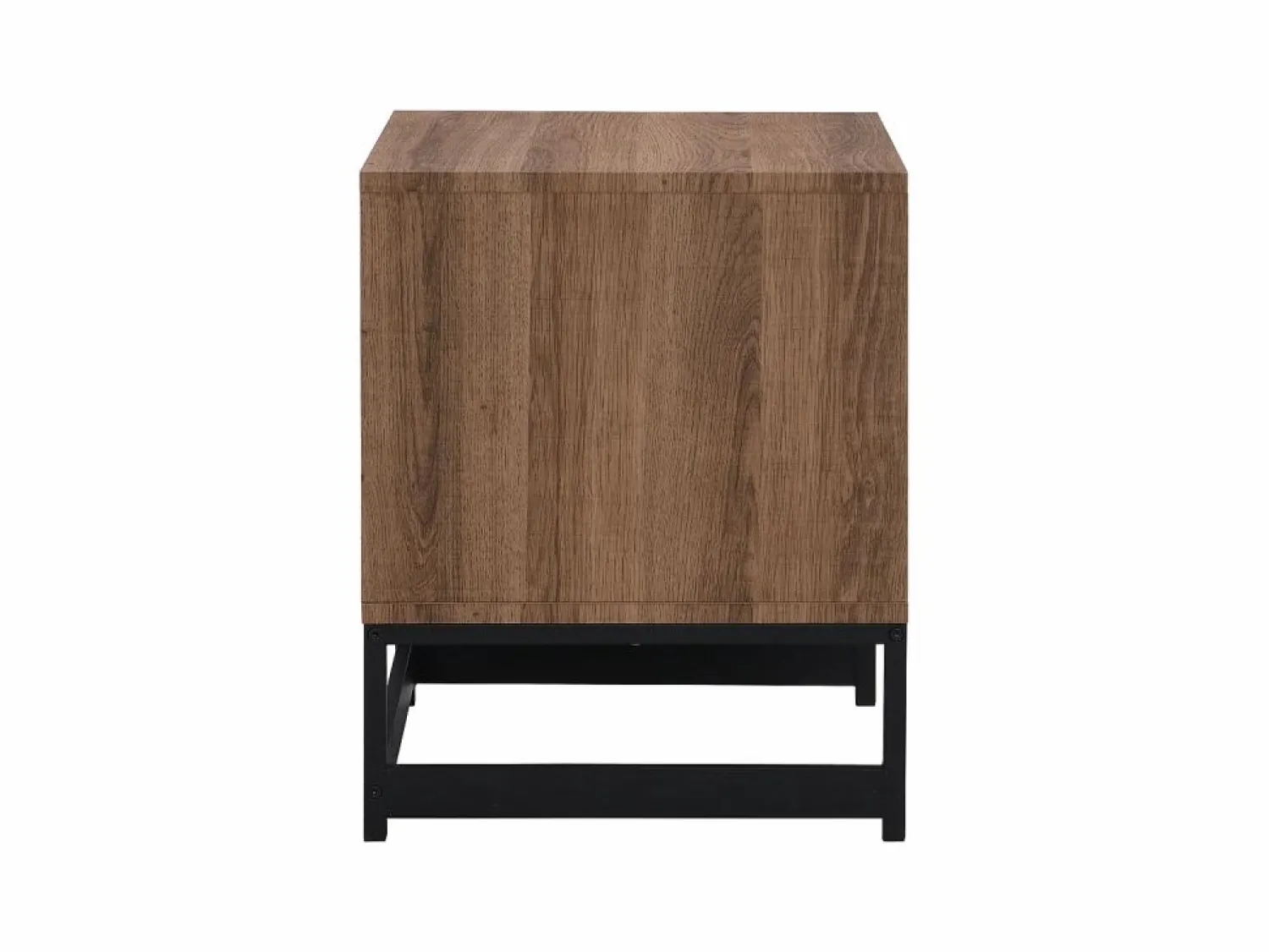 Vente-unique Conjunto de 2 mesitas de noche, 1 cajón y 1 estante abierto, MDF y acero, natural y negro - CARATANA