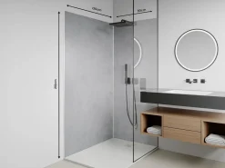 Conjunto de 2 paneles de ducha con efecto de cemento pulido - L90 x L120 x Alt. 210 cm - ARFINO Panel Mural Para Ducha