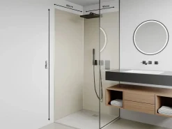 Outlet Vente-unique Conjunto de 2 paneles de ducha en aluminio con perfiles - 2 x L90 x Alt. 210 cm - ITZIAR Marfil