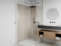 Vente-unique Conjunto de 2 paneles de pared de efecto madera clara en aluminio para ducha L90 x L120 x Alt. 210 cm ENEKO