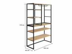 Conjunto de 2 percheros modulares para buhardilla 200x85cm KADRA Negro