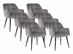 Vente-unique Conjunto de 6 sillas acolchadas Con reposabrazos - Terciopelo y metal negro. . PEGA