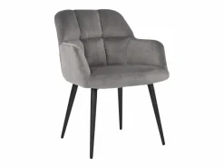 Online Vente-unique Conjunto de 2 sillas acolchadas Con reposabrazos - Terciopelo y metal negro. . PEGA Gris