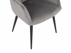 Online Vente-unique Conjunto de 2 sillas acolchadas Con reposabrazos - Terciopelo y metal negro. . PEGA Gris