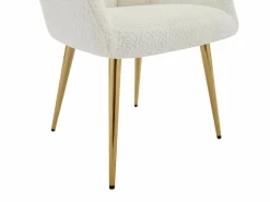 Outlet Vente-unique Conjunto de 2 sillas con brazos - Tela de bouclé y metal dorado - - PEGA Blanco