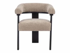 Online Conjunto de 6 sillas con reposabrazos en tela bouclé y madera de hevea - Topo y negro - LIVELIA Sillas Y Lotes De Sillas