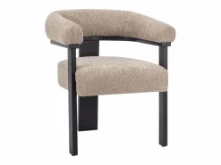 Online Conjunto de 6 sillas con reposabrazos en tela bouclé y madera de hevea - Topo y negro - LIVELIA Sillas Y Lotes De Sillas