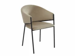 Vente-unique Conjunto de 6 sillas con reposabrazos de terciopelo y metal negro - Gris - ORDIDA Beige
