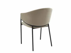 Vente-unique Conjunto de 6 sillas con reposabrazos de terciopelo y metal negro - Gris - ORDIDA Beige