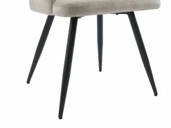 Clearance Conjunto de 6 sillas con reposabrazos en tela y metal negro - - KADIJA Sillas Y Lotes De Sillas