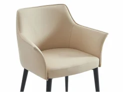Vente-unique Conjunto de 6 sillas con reposabrazos en piel sintética y metal negro - - MIALOV Beige