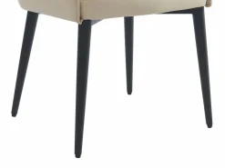Vente-unique Conjunto de 6 sillas con reposabrazos en piel sintética y metal negro - - MIALOV Beige