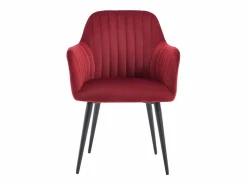 Online Vente-unique Conjunto de 2 sillas con reposabrazos de terciopelo y metal negro - Burdeos - ELEANA Granate