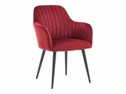 Online Vente-unique Conjunto de 2 sillas con reposabrazos de terciopelo y metal negro - Burdeos - ELEANA Granate