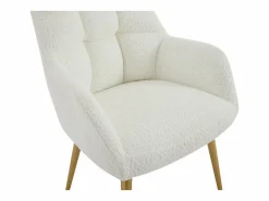 Vente-unique Conjunto de 6 sillas con reposabrazos - Tela de bouclé y metal dorado - - PEGA