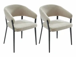 Discount Conjunto de 2 sillas con reposabrazos de tela y metal negro - - AVRELA Sillas Y Lotes De Sillas