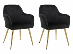 Vente-unique Conjunto de 2 sillas con reposabrazos de terciopelo y metal dorado - - ELEANA