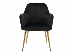 Vente-unique Conjunto de 2 sillas con reposabrazos de terciopelo y metal dorado - - ELEANA