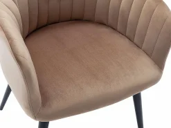 Best Vente-unique Conjunto de 2 sillas Con reposabrazos - Terciopelo y metal negro - - ELEANA Beige