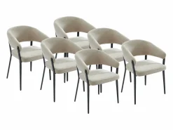 Sale Conjunto de 6 sillas con reposabrazos de tela y metal negro - - AVRELA Sillas Y Lotes De Sillas